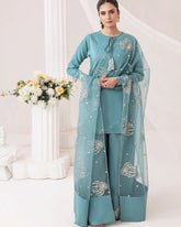 Ladies Neatural Crepe Farshi Salwar Kameez Dupatta 
