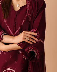 Maroon 2-Piece Embroidered