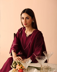 Maroon 2-Piece Embroidered
