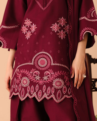 Maroon 2-Piece Embroidered