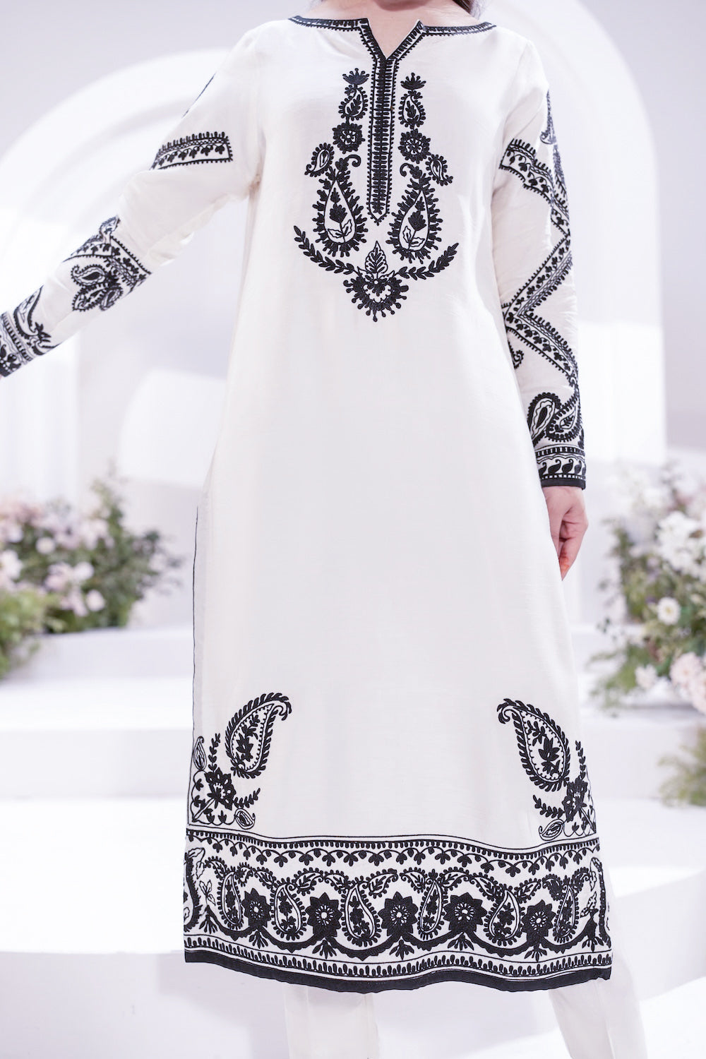 AYRA White 3-Piece Embroidered