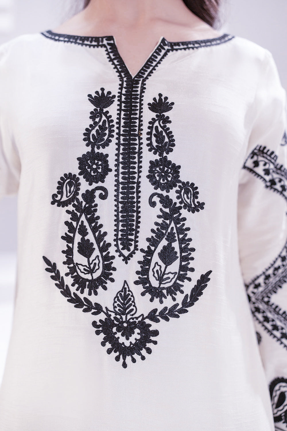 AYRA White 3-Piece Embroidered